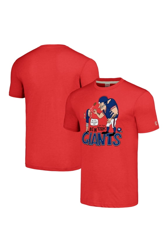Unisex NFL x Homage x Beavis and Butt-Head Red New York Giants Tri-Blend T-Shirt