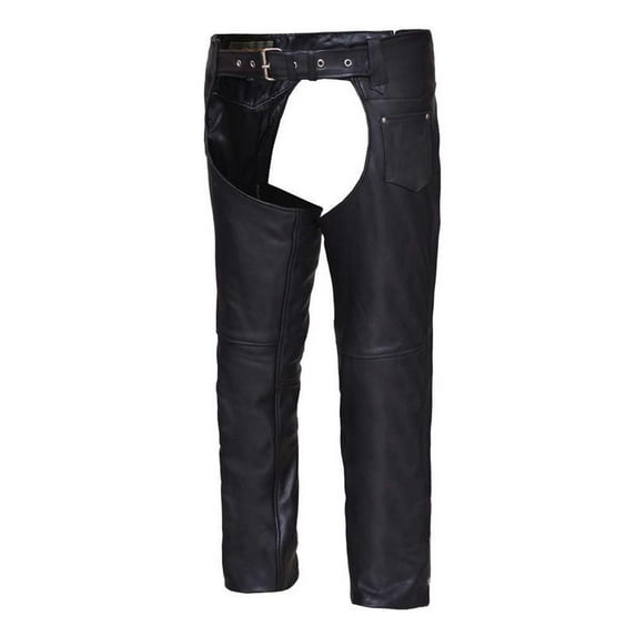 Unisex Naked Leather Coin Pocket Motorcycle Chaps,Black,Size - 2XS