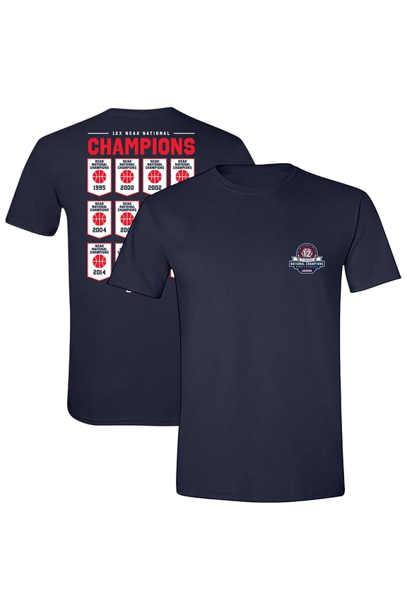 Unisex Navy UConn Huskies 12-Time Women's Basketball Champions Classic T-Shirt