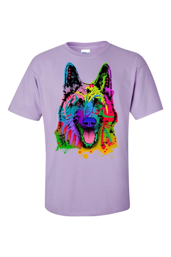 Unisex Neon Black Light Happy German Shepherd Short Sleeve T-shirt-Orchid-xl