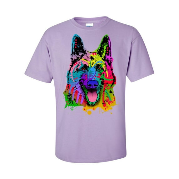 Unisex Neon Black Light Happy German Shepherd Short Sleeve T-shirt-Orchid-xxxl