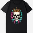 thumbnail image 1 of Unisex Neon Skull King T-Shirt-Crown Graphic Tee for Streetwear Free Shipping, 1 of 2
