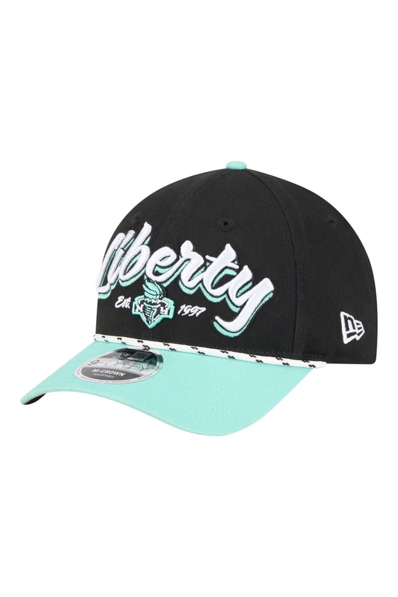 Unisex New Era Black/Teal New York Liberty Team Loyal Script Two-Tone M-Crown 9FORTY Adjustable Hat
