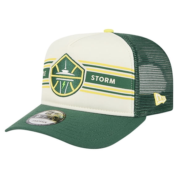 Unisex New Era Cream/Green Seattle Storm Banner Foam Front 9FIFTY A-Frame Adjustable Trucker Hat