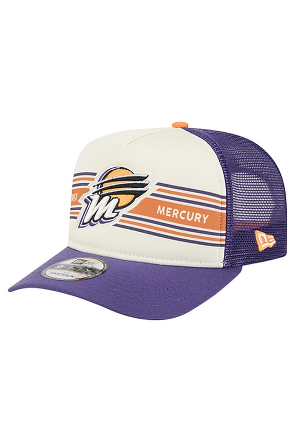 Unisex New Era Cream/Purple Phoenix Mercury Banner Foam Front 9FIFTY A-Frame Adjustable Trucker Hat