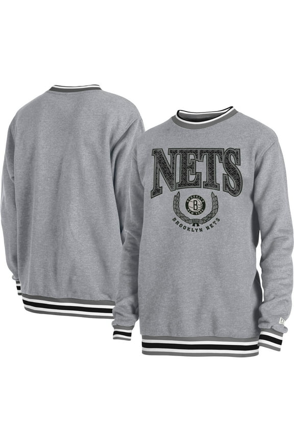 Unisex New Era Heather Gray Brooklyn Nets Vintage Throwback Crew Sweatshirt