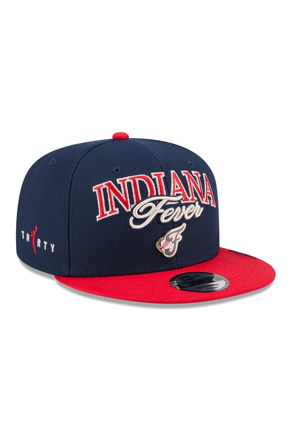 Unisex New Era Navy/Red Indiana Fever WNBA Tip-Off 2026 Metal Badge A-Frame 9FIFTY Snapback Hat