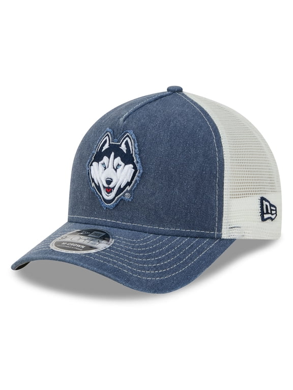 Unisex New Era Navy UConn Huskies Faded A-Frame 9FORTY Adjustable Trucker Hat