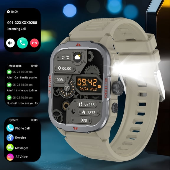Unisex New Smartwatch, BT Call & Alerts, 100+ Workout Modes, Android & iPhone Compatible, Gift