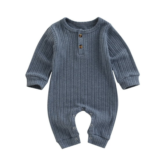 Unisex Newborn Baby Boy Girl Ribbed Romper 3M 6M 12M 18M Solid Color Knit Jumpsuit Infant Fall Winter One-Piece Outfit