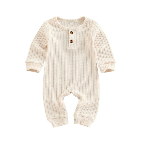 Unisex Newborn Baby Boy Girl Ribbed Romper 3M 6M 12M 18M Solid Color Knit Jumpsuit Infant Fall Winter One-Piece Outfit