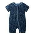 thumbnail image 1 of Unisex Newborn Baby Boy Girl Summer Romper Short Sleeve Side Zip Cute Print Toddler Baby One Piece Cotton Jumpsuit Navy,9-12 Months, 1 of 4