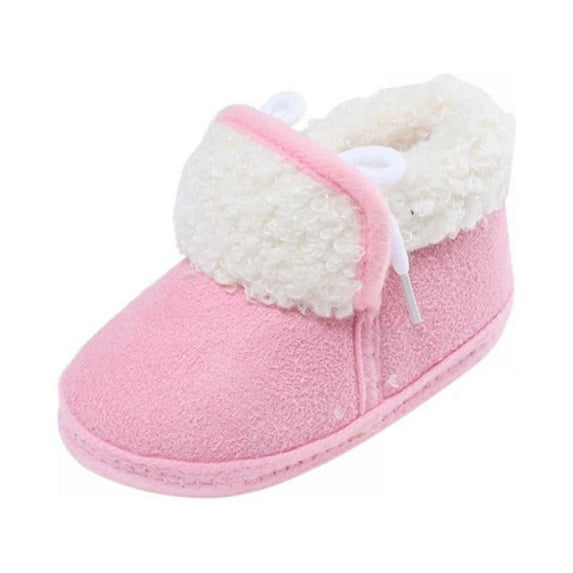 Unisex Newborn Baby Cotton Booties Non-Slip Sole for Toddler Boys Girls Infant Winter Warm Fleece Cozy Pure Color Shoes