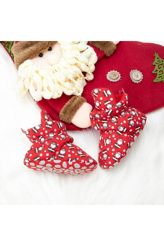 Unisex Newborn Baby Cotton Booties Non-Slip Sole for Toddler Boys Girls Infant Winter Warm Fleece Cozy Socks Shoes
