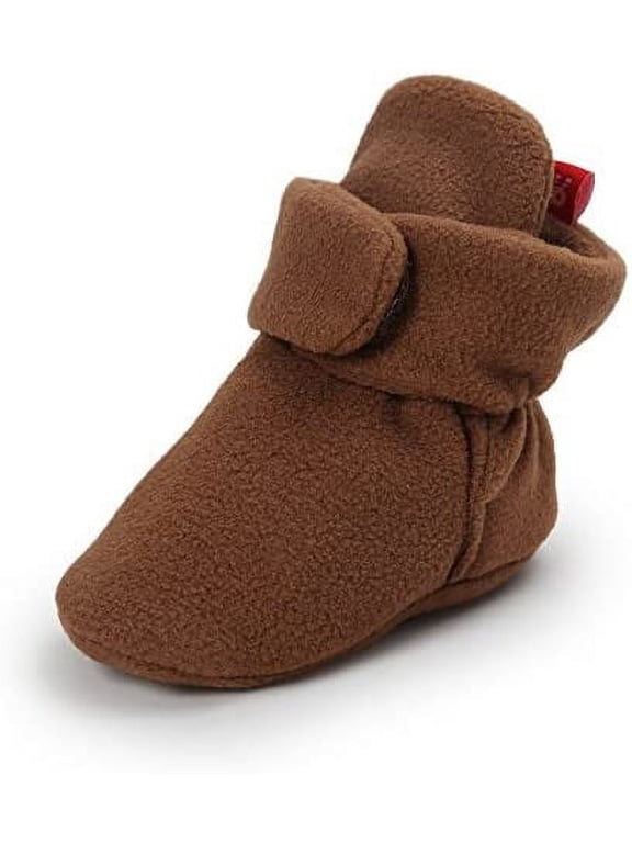 Unisex Newborn Baby Cotton Booties Non-Slip Sole for Toddler Boys Girls Infant Winter Warm Fleece Cozy Socks Shoes