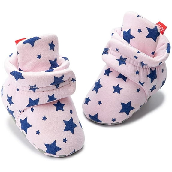 Unisex Newborn Baby Cotton Booties Non-Slip Sole for Toddler Boys Girls Infant Winter Warm Fleece Cozy Socks Shoes