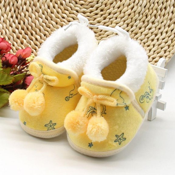 Unisex Newborn Baby Cotton Booties Stay On Slippers Soft Shoes Non Slip Infant Boys Girls Winter Warm Shoes 0-18M