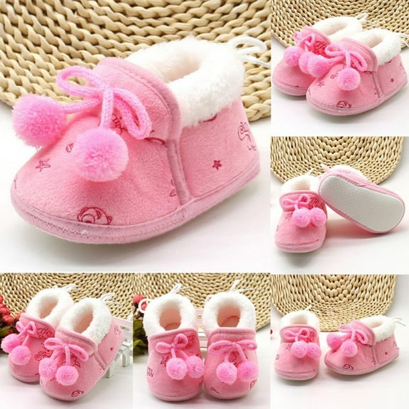 Unisex Newborn Baby Cotton Booties Stay On Slippers Soft Shoes Non Slip Infant Boys Girls Winter Warm Shoes 0-18M
