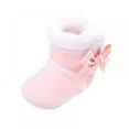 thumbnail image 1 of Unisex Newborn Baby Cotton High Booties Non-Slip Sole for Toddler Boys Girls Infant Winter Warm Fleece Cute Bow tie Shoes, 1 of 8