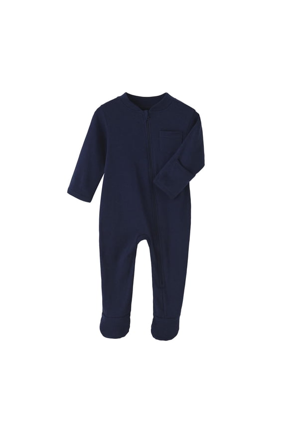 Unisex Newborn Baby Jumpsuit Cotton Long Sleeve Baby Outfit Soft Comfortable Baby Clothes for Boys and Girls Navy 3-6 Months