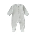 thumbnail image 1 of Unisex Newborn Baby Romper Ribbed Onesie Infant Long Sleeve Jumpsuit Mint Green 12-18 Months, 1 of 3