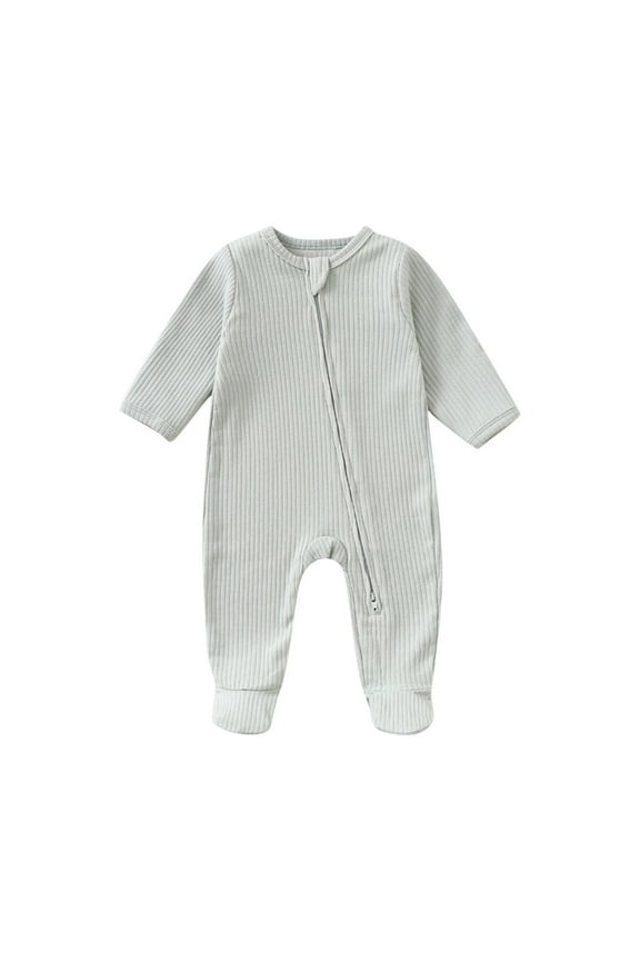 Unisex Newborn Baby Romper Ribbed Onesie Infant Long Sleeve Jumpsuit Mint Green 3-6 Months