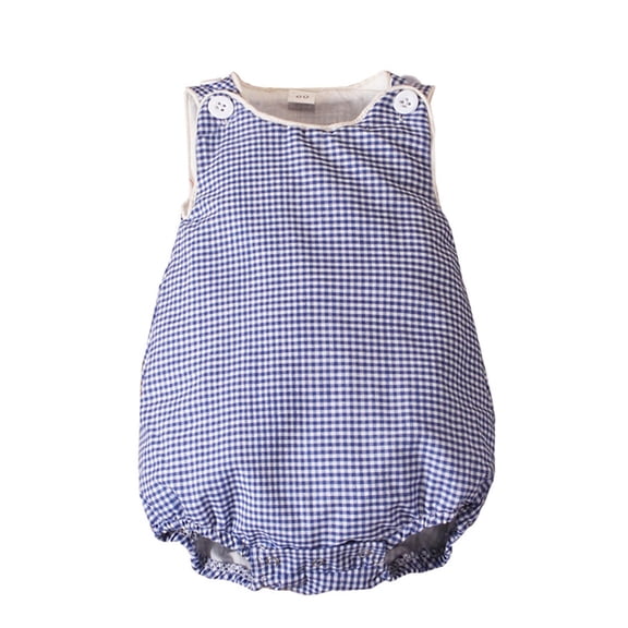 Unisex Baby Boys Girls Summer Romper Bodysuit Plaid Print Regular Crew Neck Sleeveless Soft Fabric Casual Comfortable Playwear for Toddler Blue 0 Months-3 Months