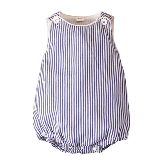 Unisex Baby Boys Girls Summer Romper Bodysuit Striped Print Regular Crew Neck Sleeveless Soft Fabric Casual Comfortable Playwear for Toddler Blue 0 Months-3 Months