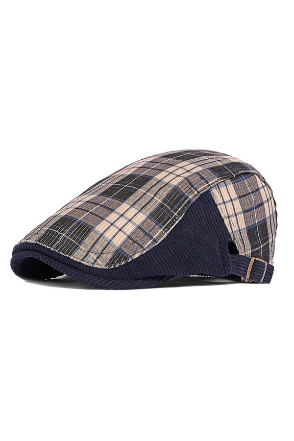 Unisex Newsboy Flat Cap Color Block Cotton Adjustable Gatsby Caps Plaid Ivy Cabbie Driving Hat Classic Vintage Casual Breathable Outdoor Fashion Cap Men Women 2026, Navy