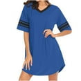 thumbnail image 1 of Unisex Nightshirt Short Sleeve V Neck Sleep Shirt Nightwear Soft Loose Fit Lounge Sleepwear Pajama for Men Women, 1 of 8