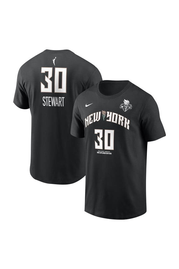 Unisex Nike Breanna Stewart Black New York Liberty Explorer Edition Name & Number T-Shirt