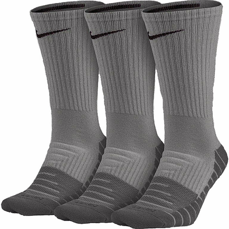 Unisex Nike Everyday Max Cushion Crew Training Sock (3 Pair)  (Heather/Cl;oud Blakc/Grey, X-Large) 