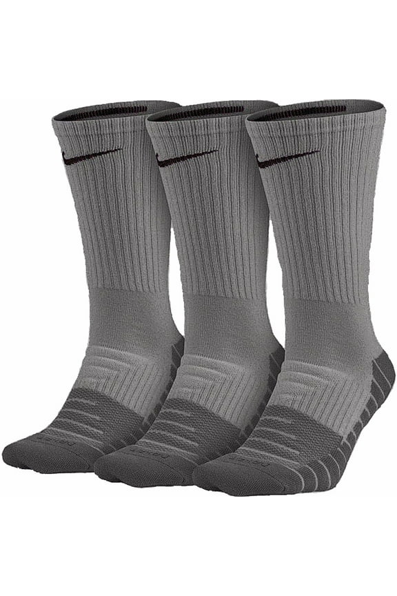 Unisex Nike Everyday Max Cushion Crew Training Sock (3 Pair) (Heather/Cl;oud Blakc/Grey, X-Large)