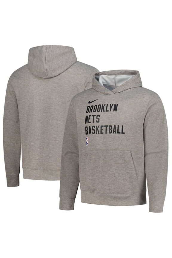 Unisex Nike Heather Gray Brooklyn Nets 2023/24 Performance Spotlight On-Court Practice Pullover Hoodie