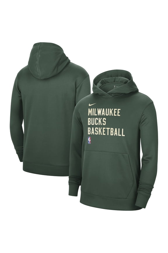 Unisex Nike Hunter Green Milwaukee Bucks 2023/24 Performance Spotlight On-Court Practice Pullover Hoodie