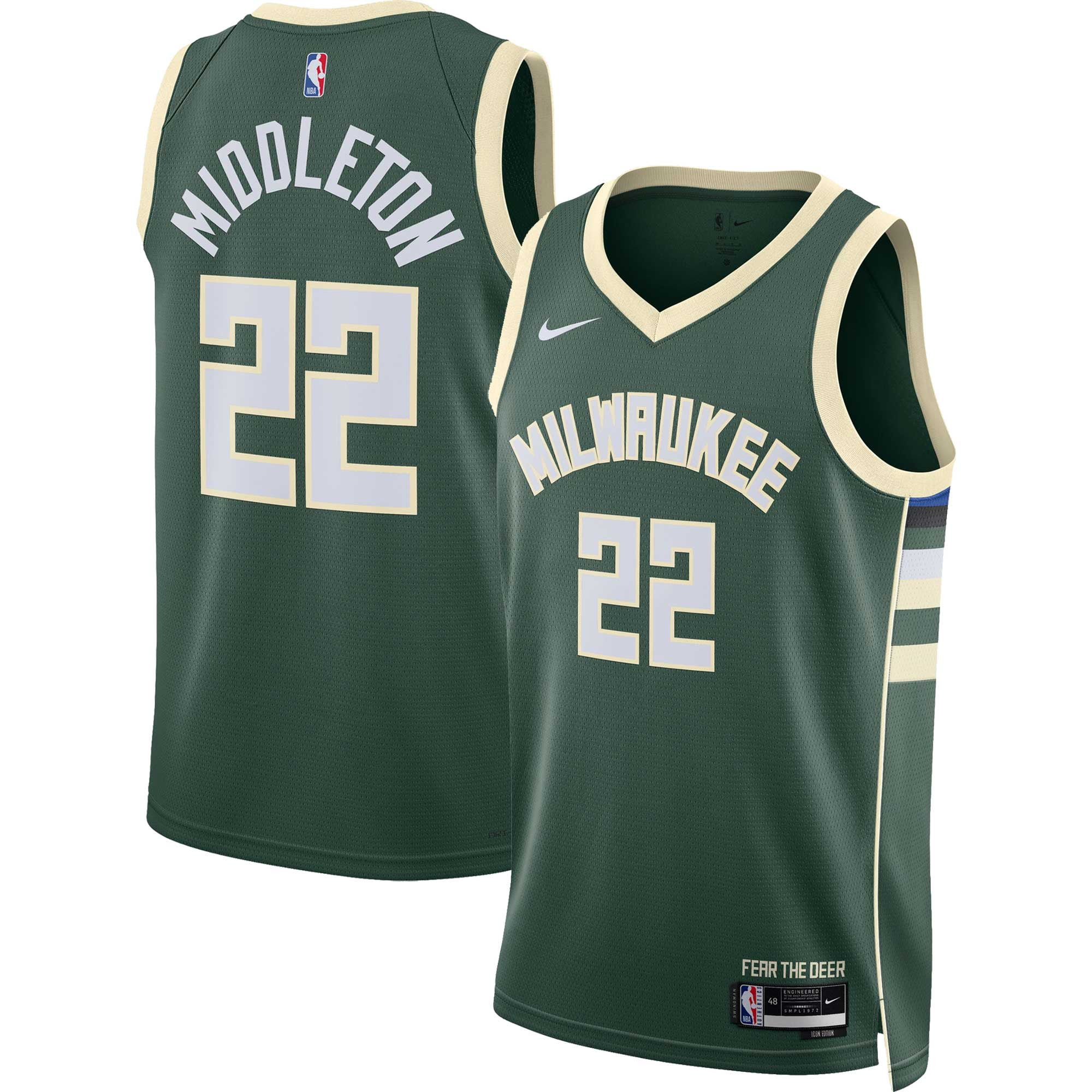 Unisex Nike Khris Middleton Hunter Green Milwaukee Bucks Swingman Jersey Icon Edition Walmart