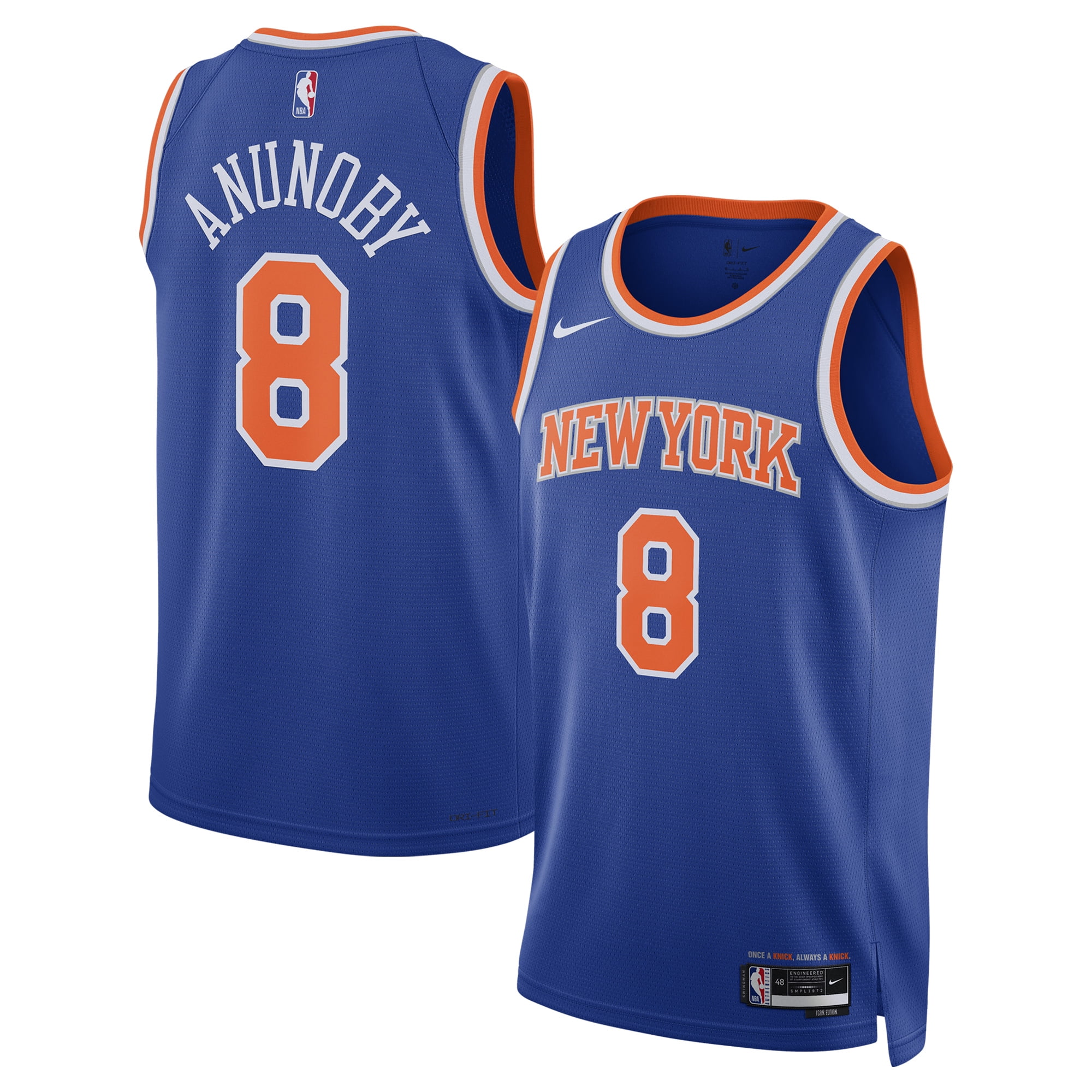 Unisex Nike OG Anunoby Blue New York Knicks Swingman Jersey - Icon ...