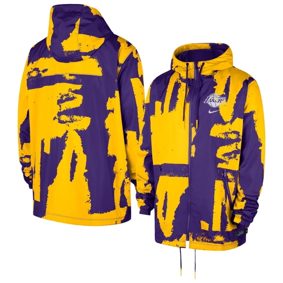 Unisex Nike Purple Los Angeles Lakers Courtside Club Premium Woven Full-Zip Hooded Jacket