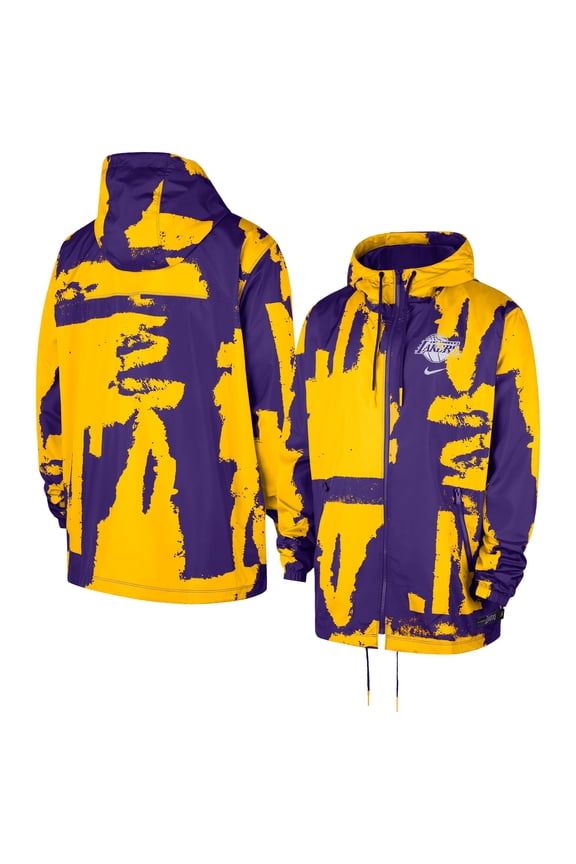 Unisex Nike Purple Los Angeles Lakers Courtside Club Premium Woven Full-Zip Hooded Jacket