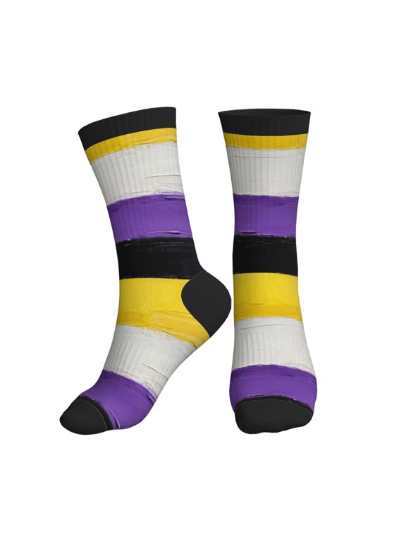 Unisex Non-Binary Pride Flag Novelty Ankle Socks Colorful ComfortSoft Lightweight Sports Athletic Socks