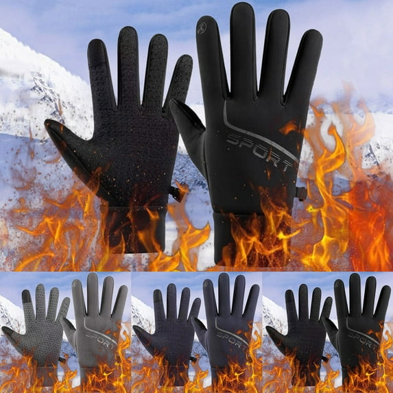 Unisex Non Slip Winter Riding Gloves Plus Velvet Warm Buckle Design