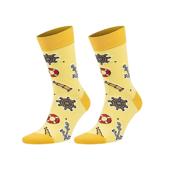 Unisex Novelty Cotton Socks - 1 Pair Colorful Patterned Casual Socks, Fits Men 7-13 & Women 8-12