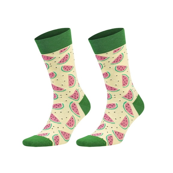 Unisex Novelty Cotton Socks - 1 Pair Colorful Patterned Casual Socks, Fits Men 7-13 & Women 8-12