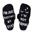thumbnail image 1 of Unisex Novelty Funny Saying Ankle Socks I Am Not Sleeping Just Resting My Eyes Letters Crew Hosiery Birthday Gifts 2, 1 of 6