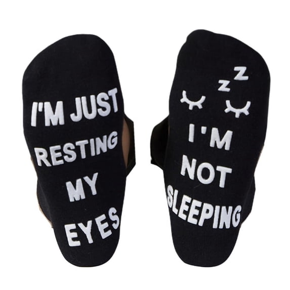 Unisex Novelty Funny Saying Ankle Socks I Am Not Sleeping Just Resting My Eyes Letters Crew Hosiery Birthday Gifts 2