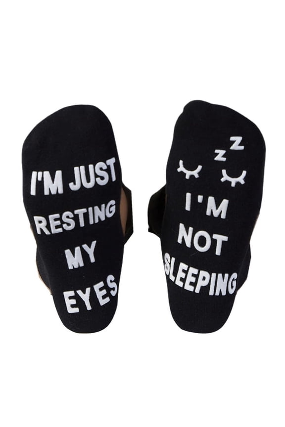Unisex Novelty Funny Saying Ankle Socks I Am Not Sleeping Just Resting My Eyes Letters Crew Hosiery Birthday Gifts 2