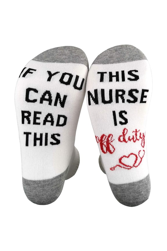 Unisex Novelty Funny Word Letter Crew Socks If You Can Read This Nurse Teacher Is Off Duty Printed Casual Cotton Hosiery