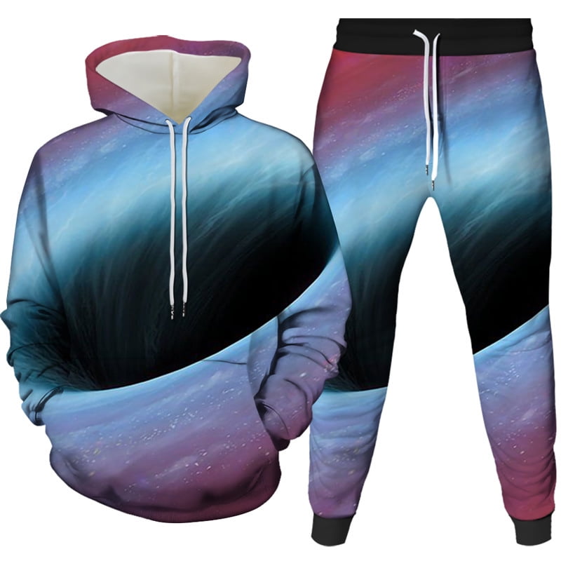 2-piece Kid Boy Space Galaxy Print Pullover Sweatshirt and Pants Set