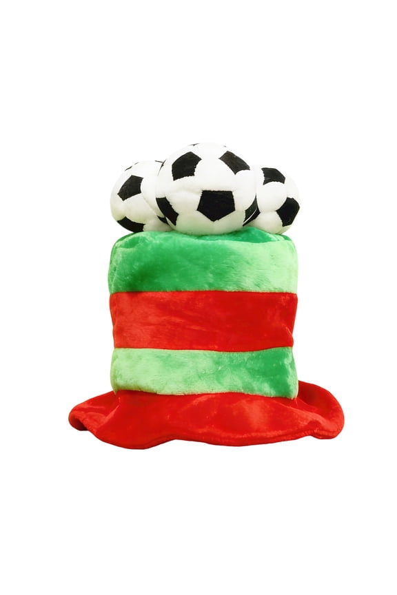 Unisex Novelty Soccer Ball Cylinder Hat Plush Soft Costume Cap for Sports Fan Party Events Game Day