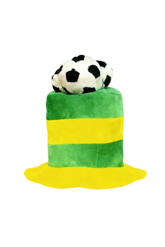 Unisex Novelty Soccer Ball Cylinder Hat Plush Soft Costume Cap for Sports Fan Party Events Game Day